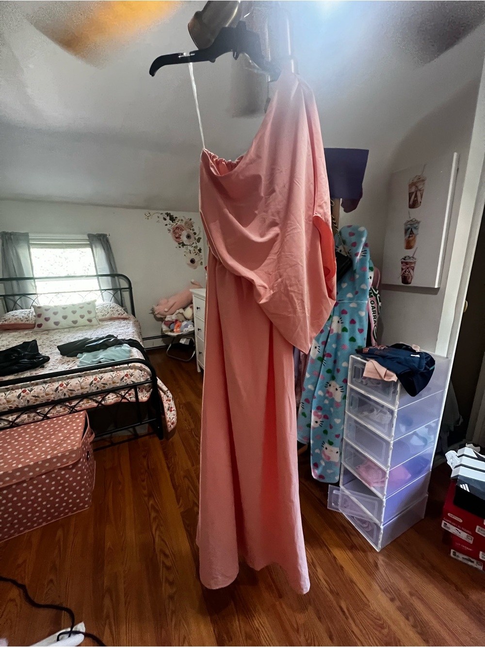 Pink Lily Blush Pink One-Shoulder Maxi Dress